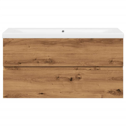 vidaXL Waschbeckenunterschrank mit Einbaubecken Artisan-Eiche