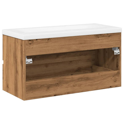 vidaXL Waschbeckenunterschrank mit Einbaubecken Artisan-Eiche