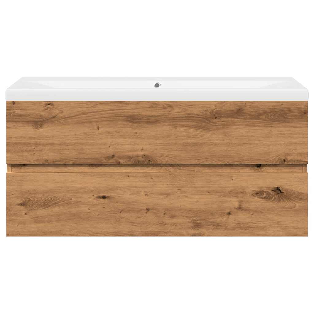 vidaXL Waschbeckenunterschrank mit Einbaubecken Artisan-Eiche