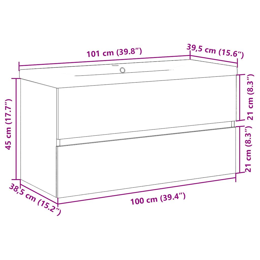 vidaXL Waschbeckenunterschrank mit Einbaubecken Artisan-Eiche