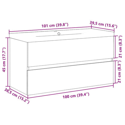 vidaXL Waschbeckenunterschrank mit Einbaubecken Artisan-Eiche