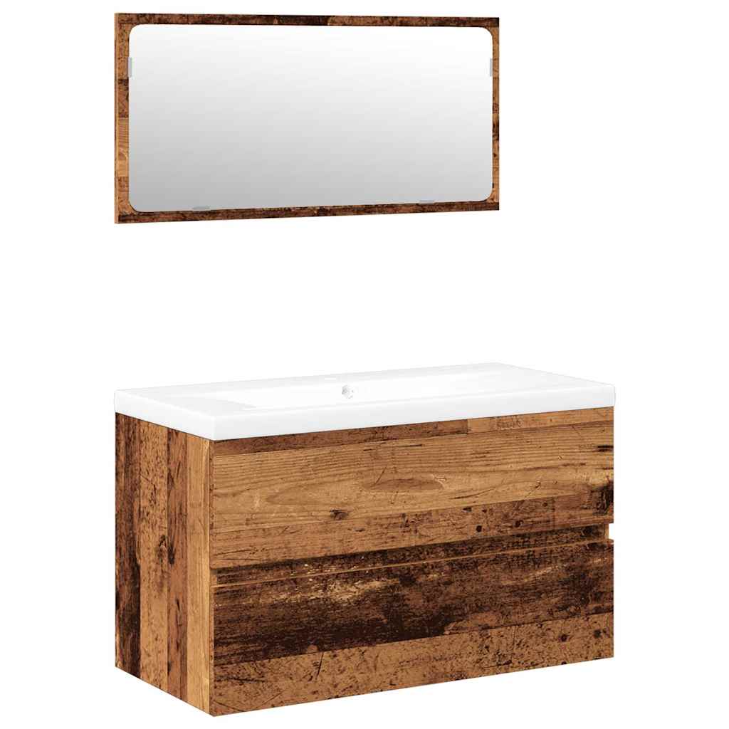 vidaXL Ensemble de meubles de salle de bain Aspect bois recyclé Bois d'ingénierie
