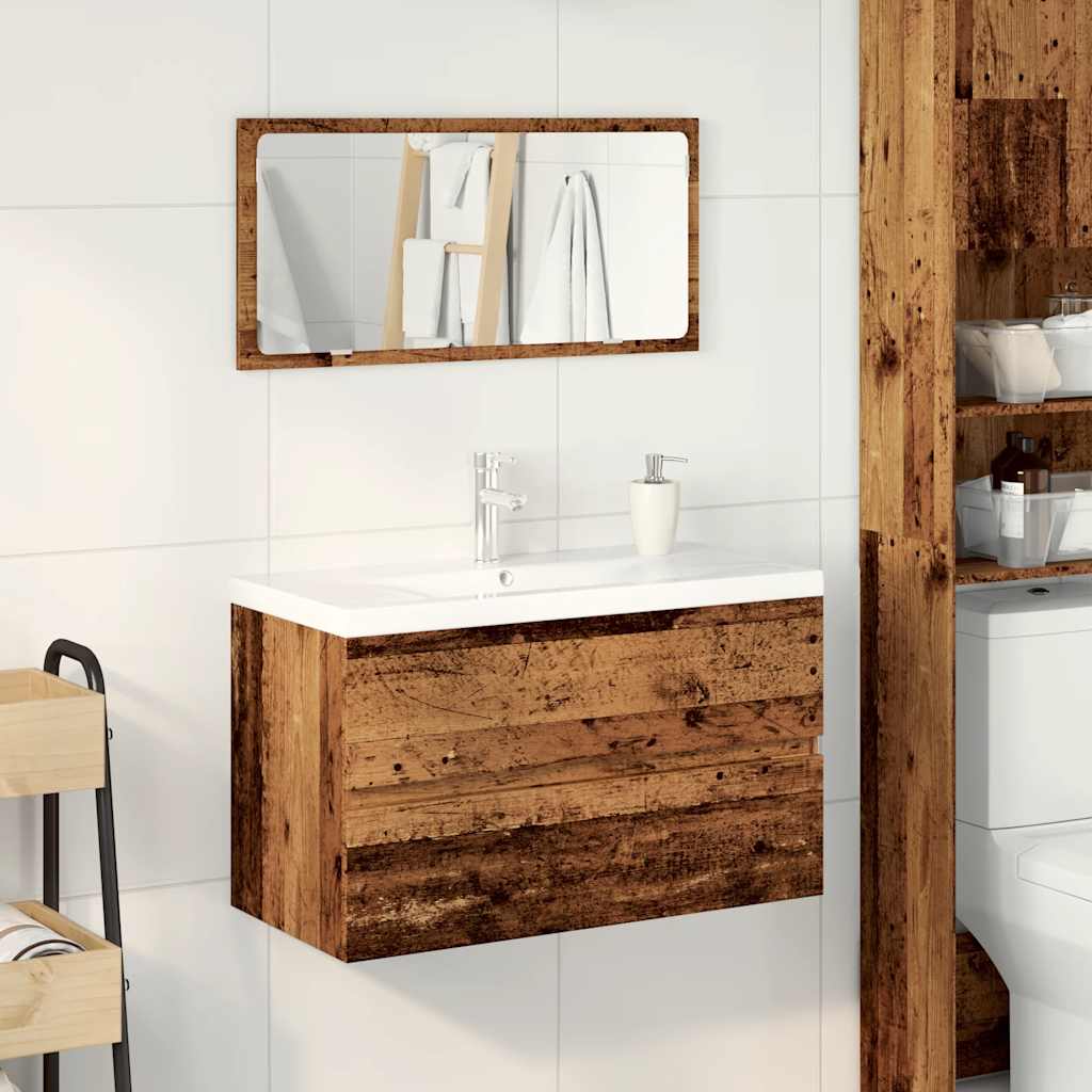 vidaXL Ensemble de meubles de salle de bain Aspect bois recyclé Bois d'ingénierie