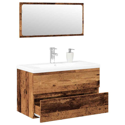 vidaXL Ensemble de meubles de salle de bain Aspect bois recyclé Bois d'ingénierie