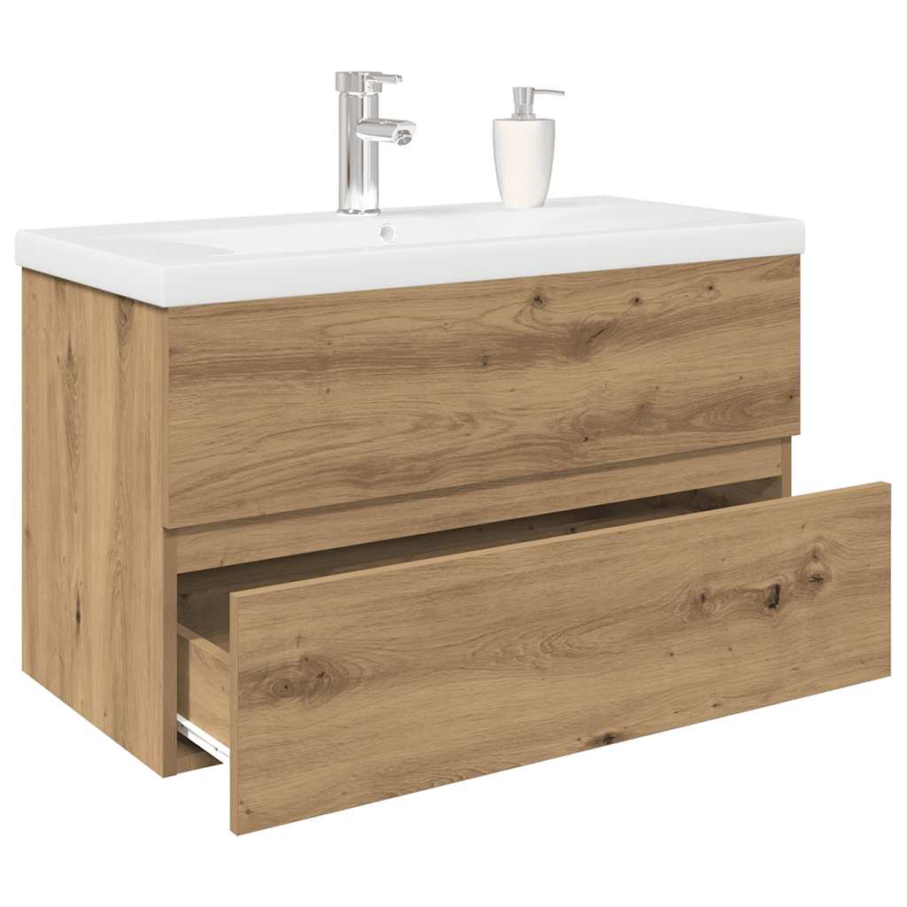 Meuble bas de lavabo vidaXL avec vasque et robinet intégrés