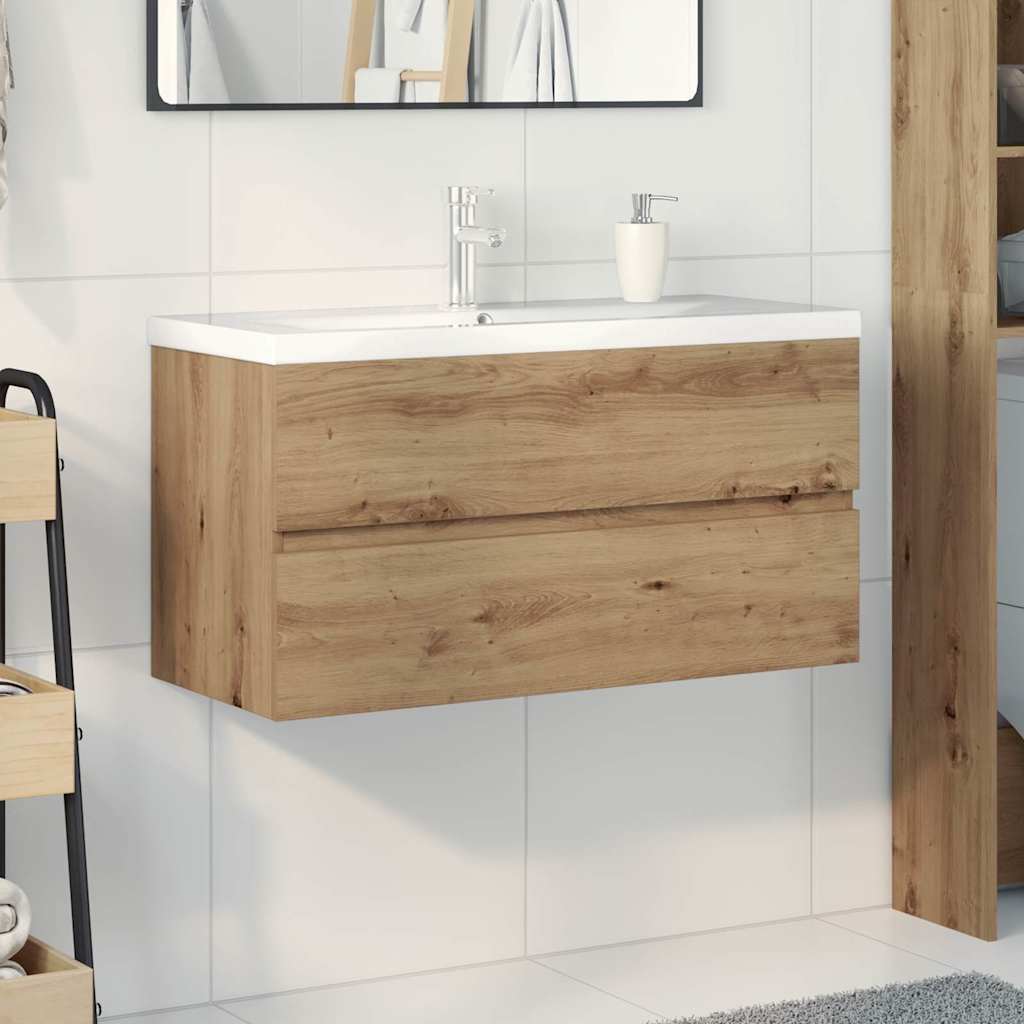 vidaXL Meuble sous-vasque avec lavabo intégré et robinet