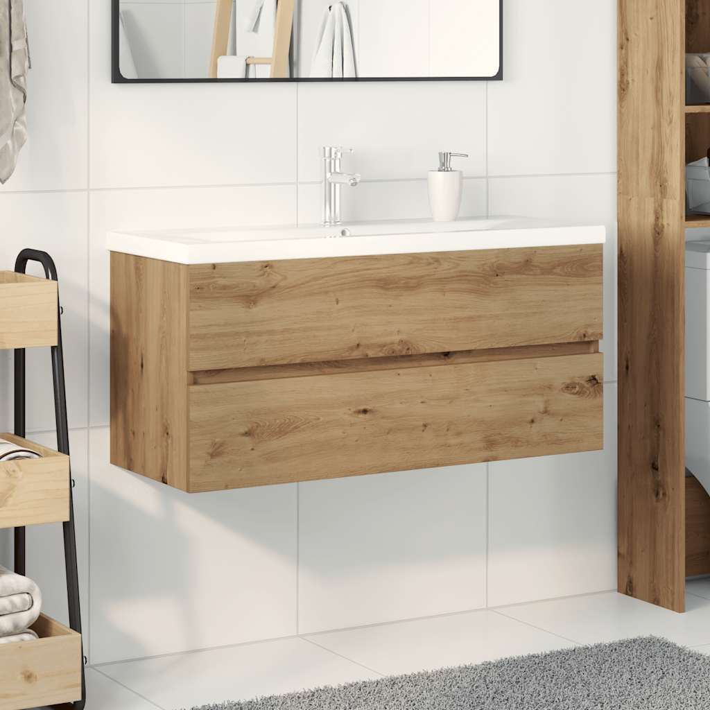 vidaXL Waschbeckenunterschrank mit Einbaubecken und Wasserhahn