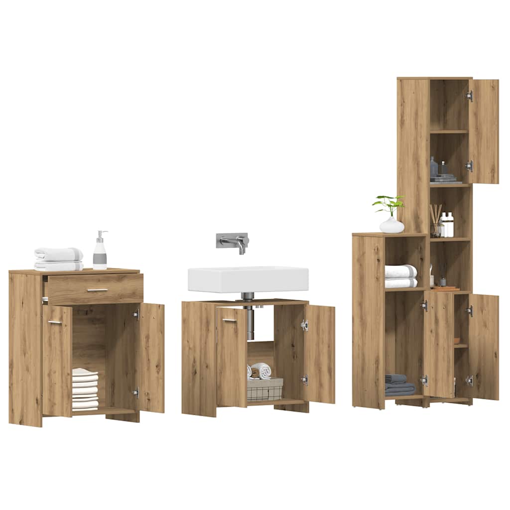 vidaXL 4-tlg. Badmöbel-Set Artisan-Eiche Holzwerkstoff