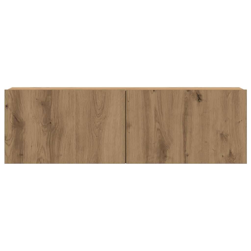 vidaXL 8-tlg. TV-Schrank-Set Wandmontage Artisan-Eiche Holzwerkstoff