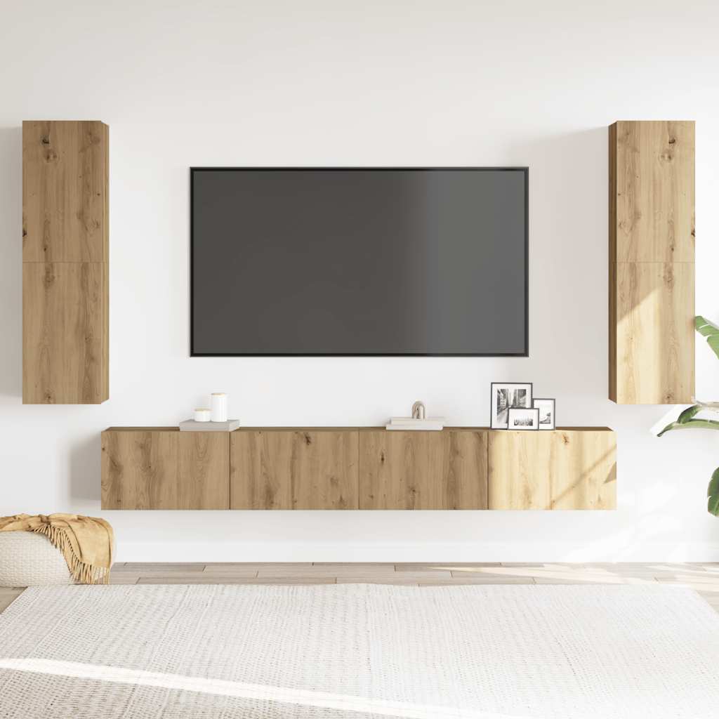 vidaXL TV-Wandschränke 4 Stk. Artisan-Eiche Holzwerkstoff