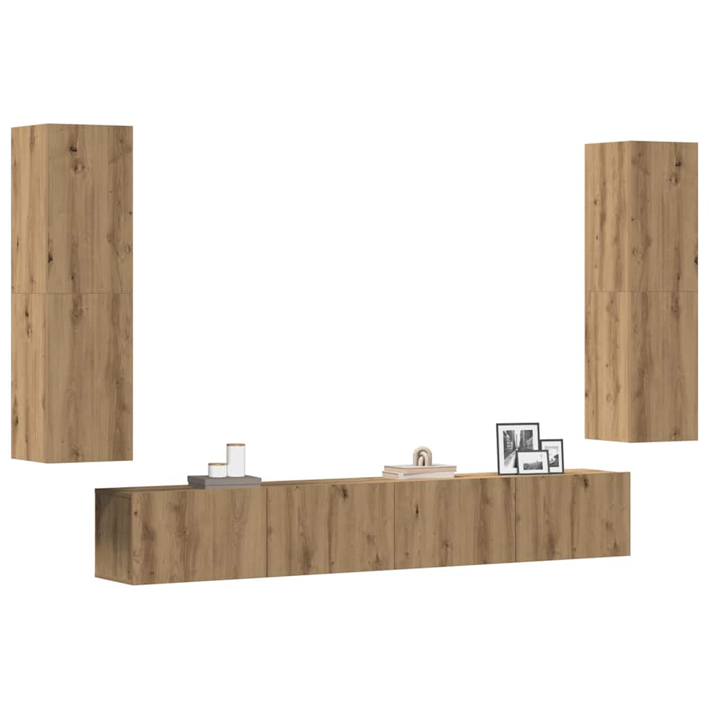 vidaXL TV-Wandschränke 4 Stk. Artisan-Eiche Holzwerkstoff