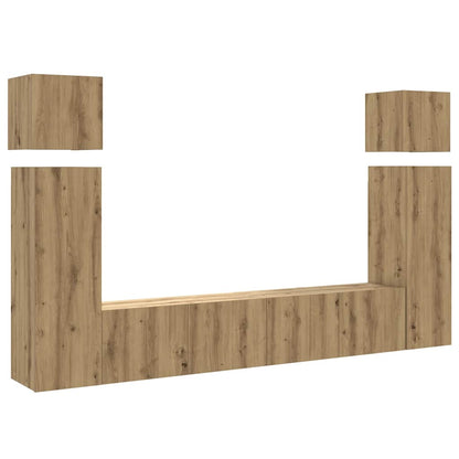 8-tlg. TV-Schrank-Set Wandmontage Artisan-Eiche Holzwerkstoff