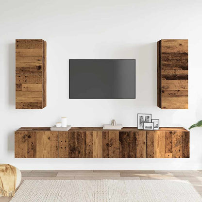 vidaXL Ensemble de 4 meubles TV muraux Aspect bois recyclé Bois d'ingénierie