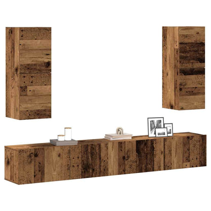 vidaXL Ensemble de 4 meubles TV muraux Aspect bois recyclé Bois d'ingénierie