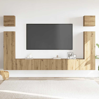 vidaXL 6-tlg. TV-Schrank-Set Wandmontage Artisan-Eiche Holzwerkstoff