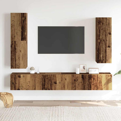 vidaXL 4-tlg. TV-Schrank-Set Wandmontage Altholz-Optik Holzwerkstoff