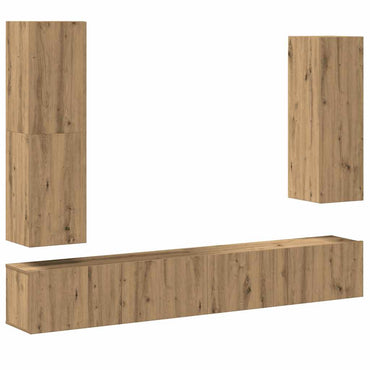 vidaXL 4-tlg. TV-Schrank-Set Wandmontage Artisan-Eiche Holzwerkstoff