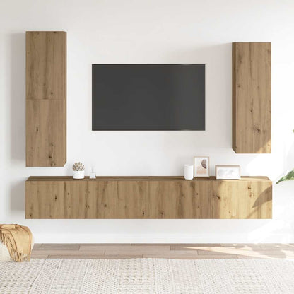 vidaXL 4-tlg. TV-Schrank-Set Wandmontage Artisan-Eiche Holzwerkstoff
