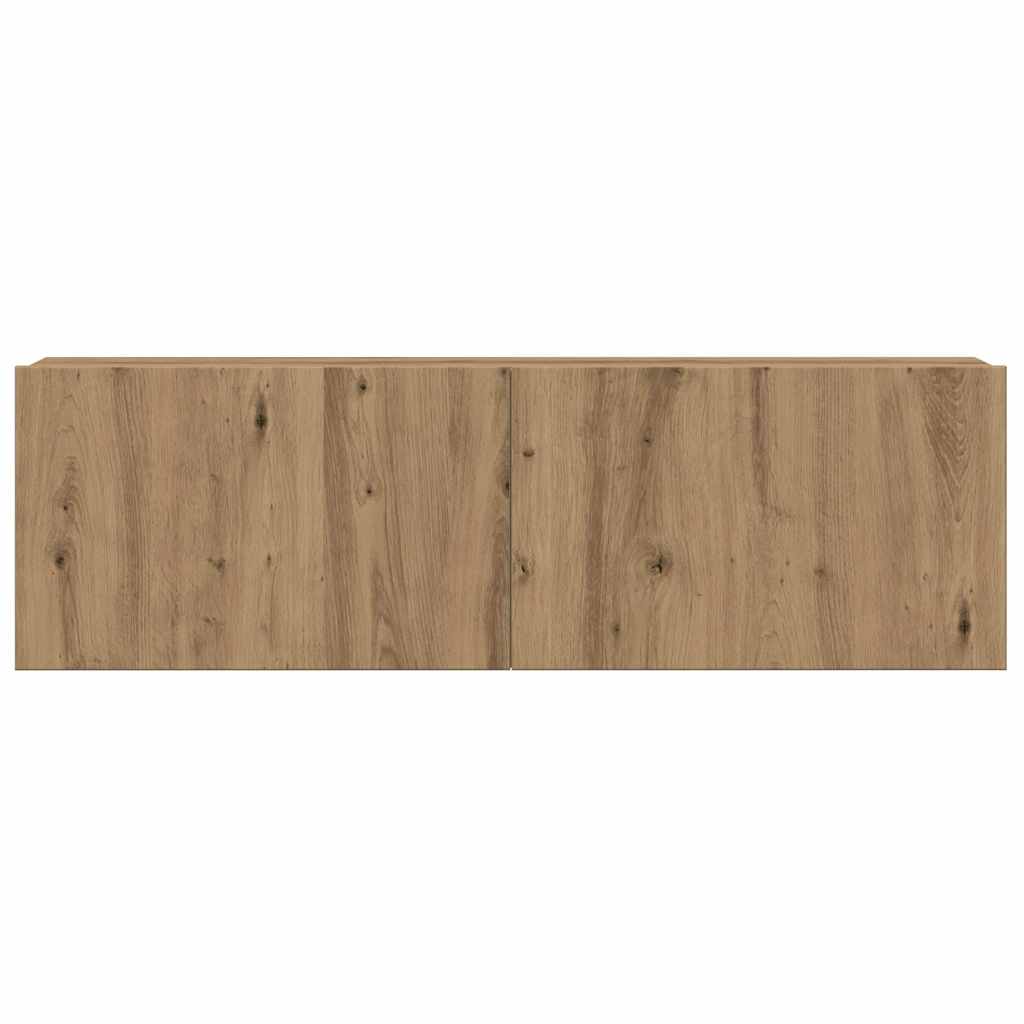 vidaXL 4-tlg. TV-Schrank-Set Wandmontage Artisan-Eiche Holzwerkstoff
