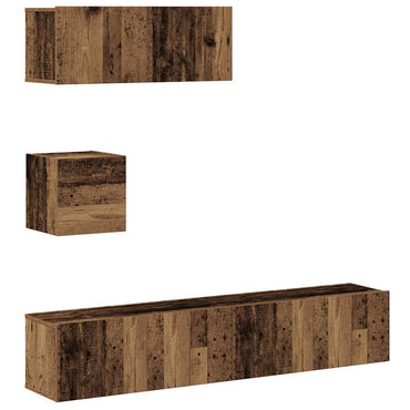 vidaXL 4-tlg. TV-Schrank-Set Wandmontage Altholz-Optik Holzwerkstoff