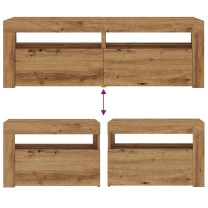 vidaXL Tables de chevet 2 pcs avec LED Chêne Artisan 60x35x40 cm
