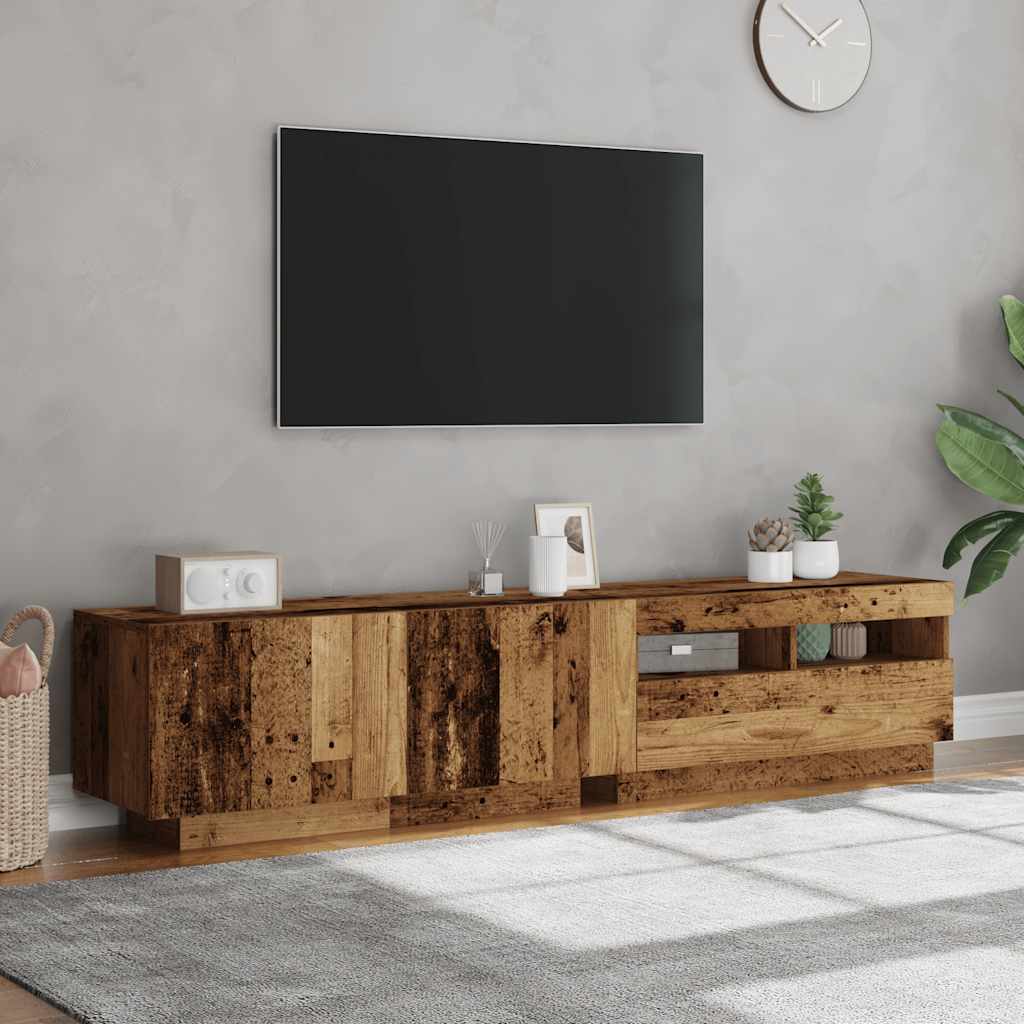 vidaXL TV-Schrank mit LED-Leuchten Altholz-Optik 180x35x40 cm
