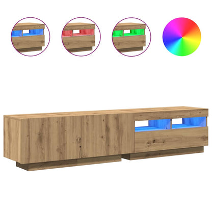 Meuble TV vidaXL avec lumières LED chêne artisan 180x35x40 cm