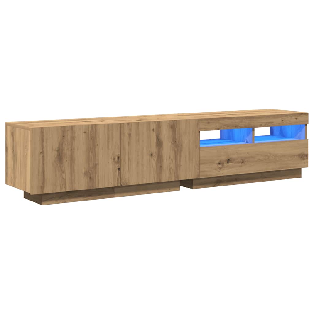 Meuble TV vidaXL avec lumières LED chêne artisan 180x35x40 cm