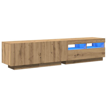 Meuble TV vidaXL avec lumières LED chêne artisan 180x35x40 cm