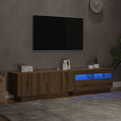 Meuble TV vidaXL avec lumières LED chêne artisan 180x35x40 cm