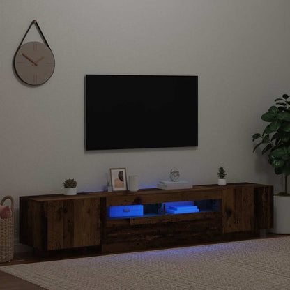 Meuble TV vidaXL avec lumières LED aspect bois de récupération 200x35x40 cm