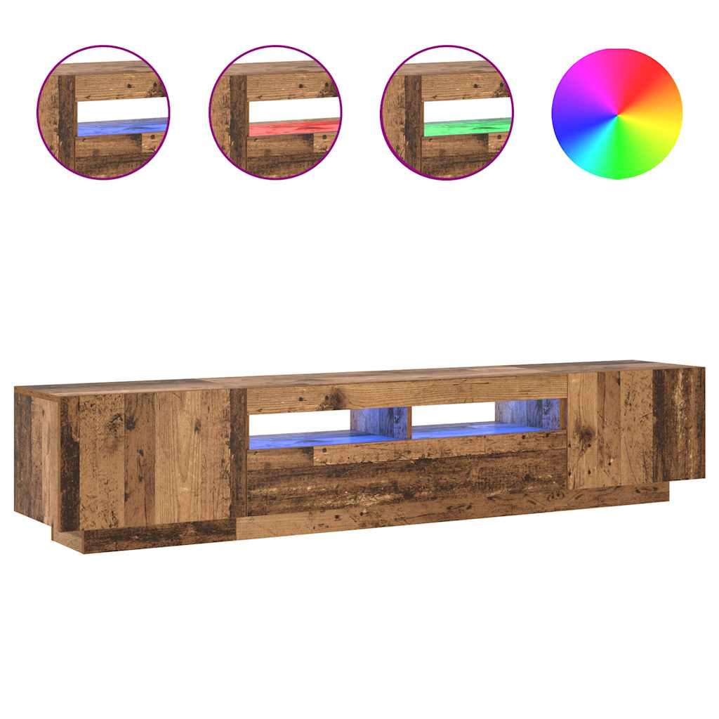 Meuble TV vidaXL avec lumières LED aspect bois de récupération 200x35x40 cm