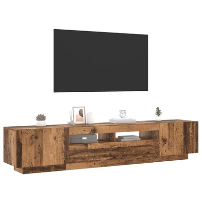 Meuble TV vidaXL avec lumières LED aspect bois de récupération 200x35x40 cm