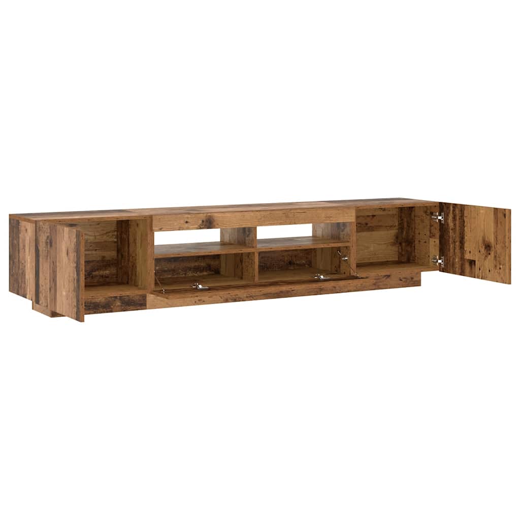 Meuble TV vidaXL avec lumières LED aspect bois de récupération 200x35x40 cm