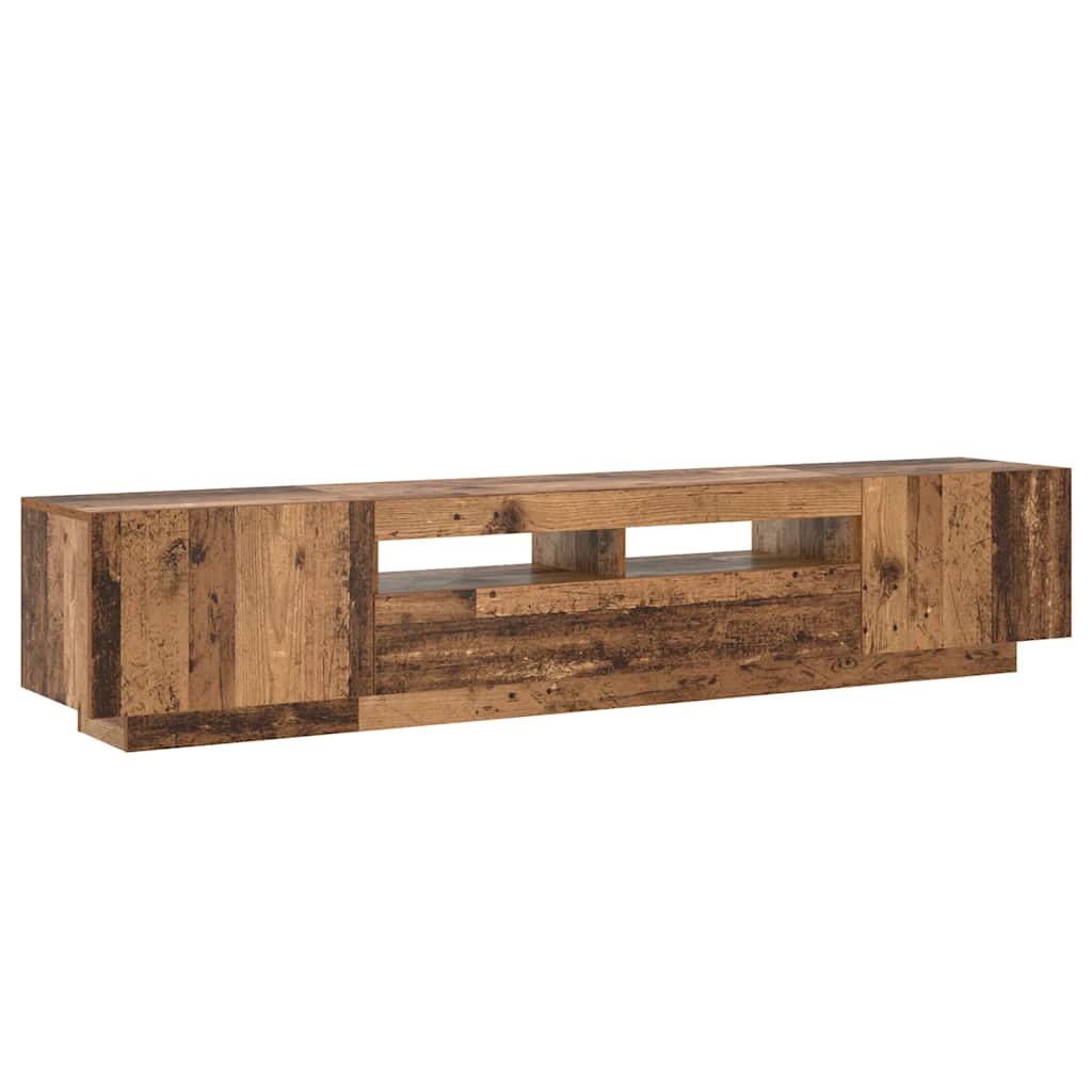 Meuble TV vidaXL avec lumières LED aspect bois de récupération 200x35x40 cm