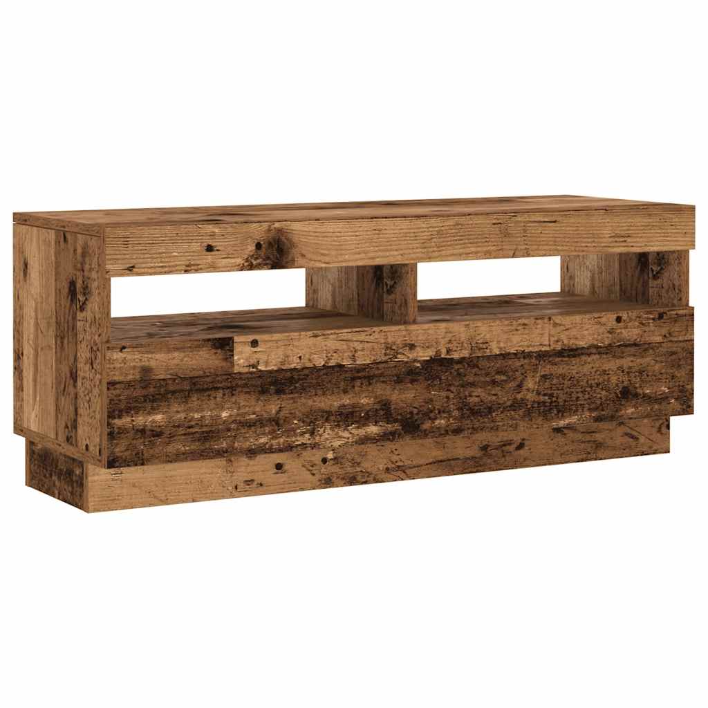 Meuble TV vidaXL avec lumières LED aspect bois de récupération 200x35x40 cm
