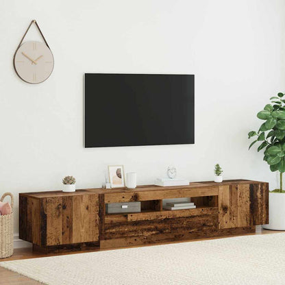 Meuble TV vidaXL avec lumières LED aspect bois de récupération 200x35x40 cm