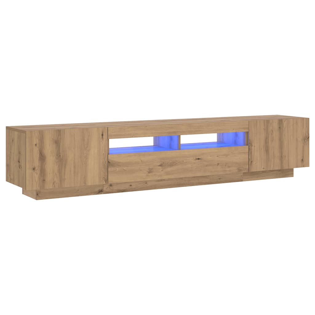 Meuble TV vidaXL avec lumières LED chêne artisan 200x35x40 cm
