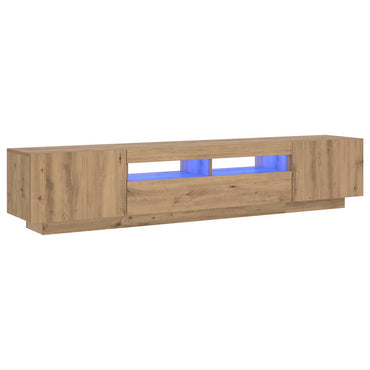 Meuble TV vidaXL avec lumières LED chêne artisan 200x35x40 cm