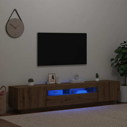 Meuble TV vidaXL avec lumières LED chêne artisan 200x35x40 cm
