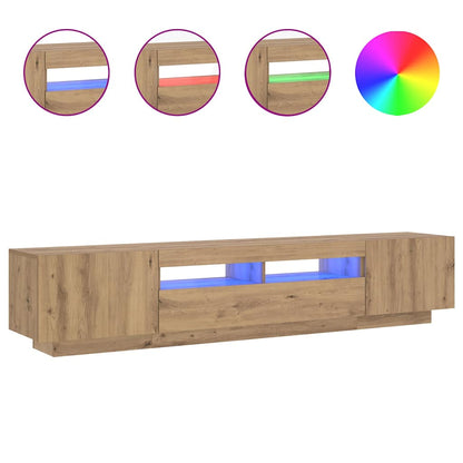 Meuble TV vidaXL avec lumières LED chêne artisan 200x35x40 cm