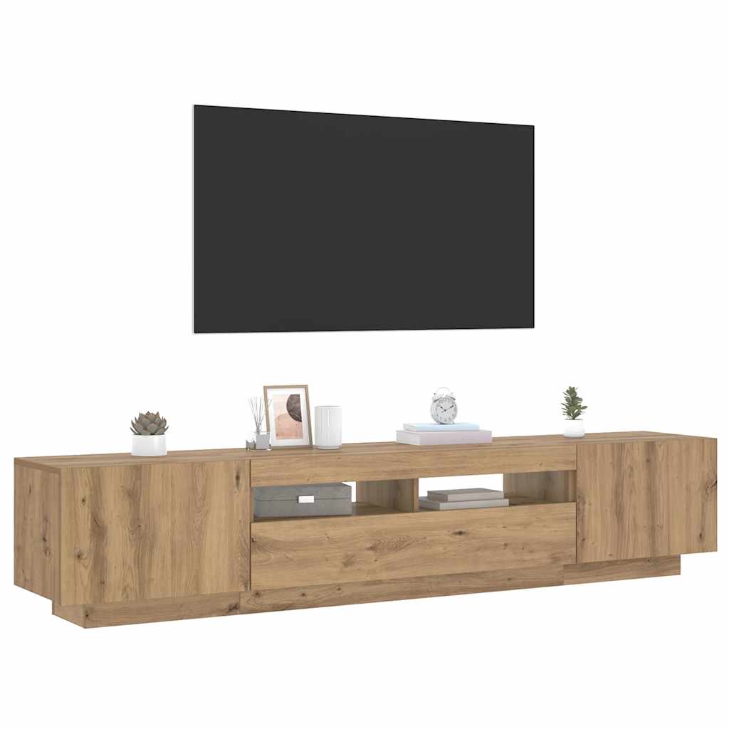 Meuble TV vidaXL avec lumières LED chêne artisan 200x35x40 cm