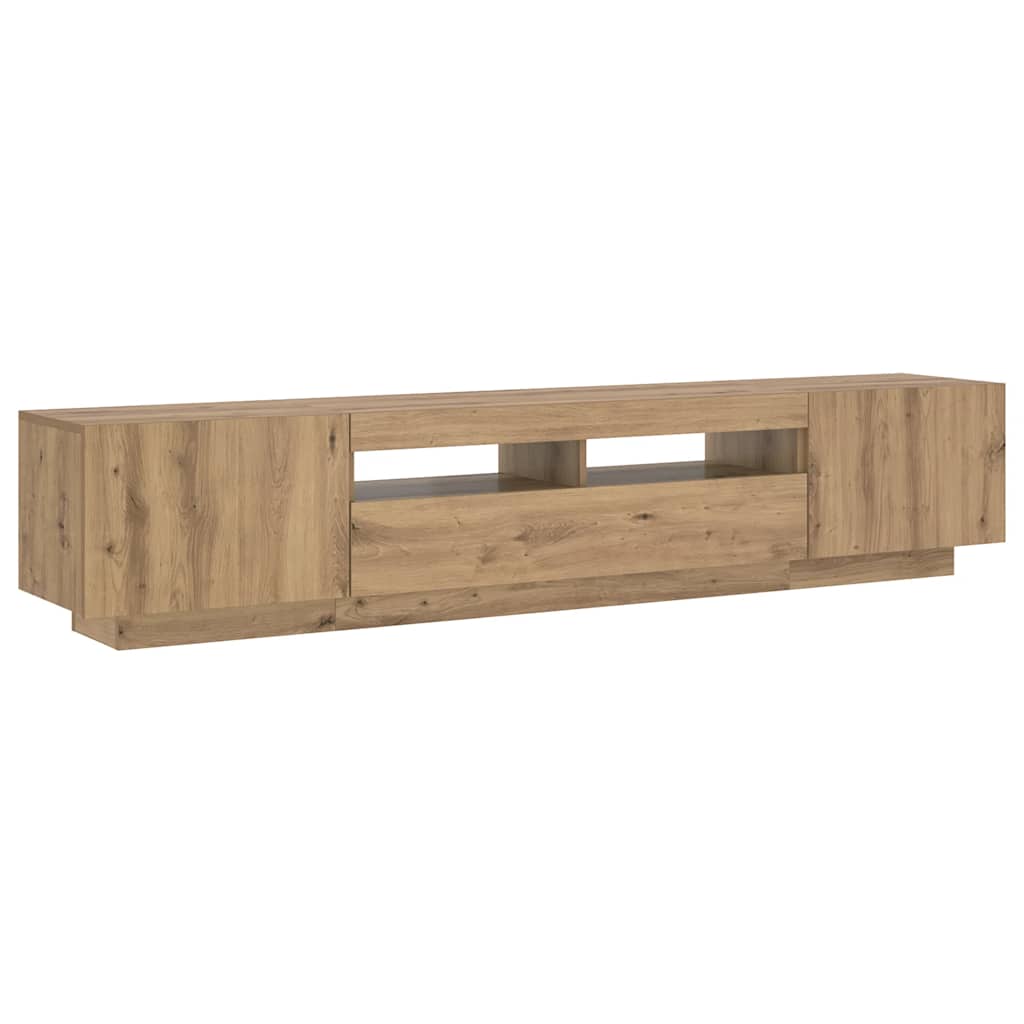 Meuble TV vidaXL avec lumières LED chêne artisan 200x35x40 cm