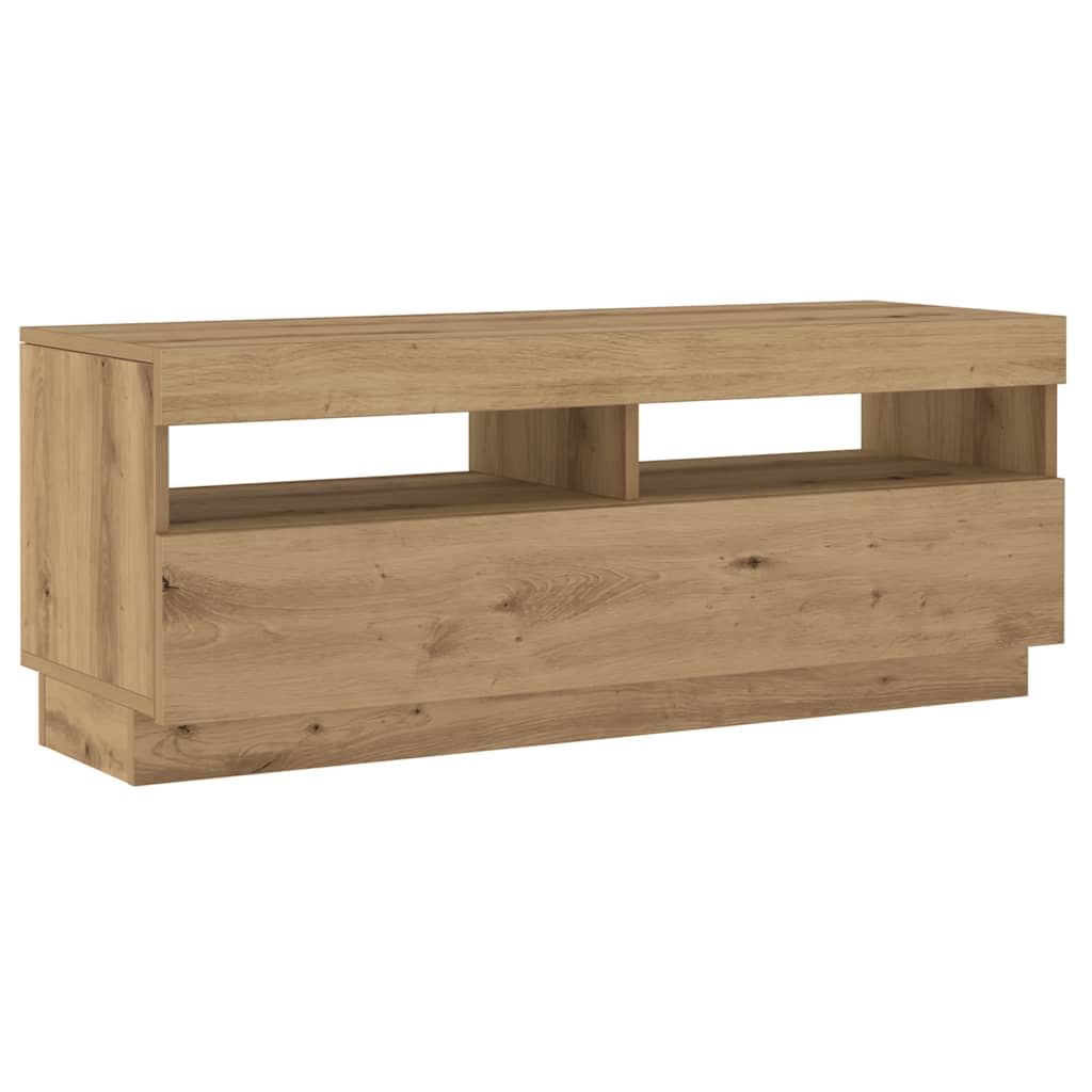 Meuble TV vidaXL avec lumières LED chêne artisan 200x35x40 cm