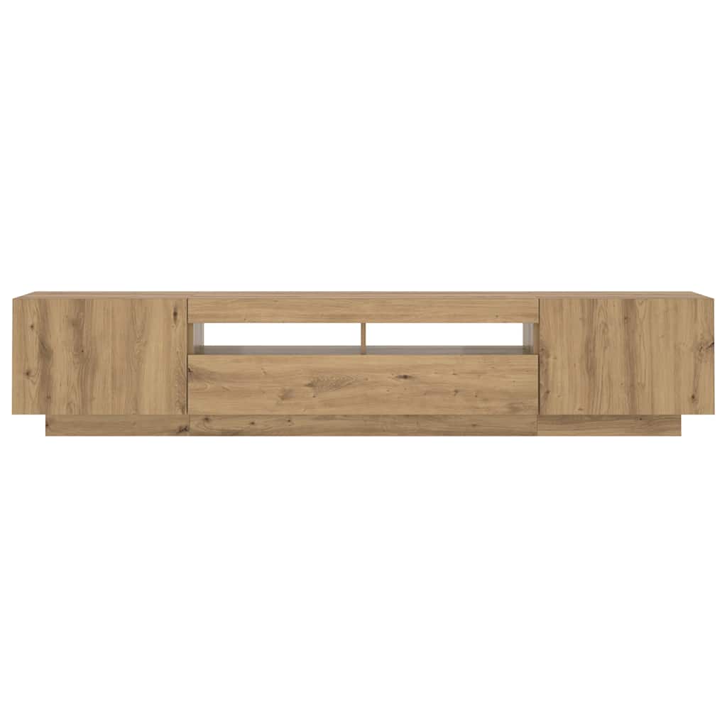 Meuble TV vidaXL avec lumières LED chêne artisan 200x35x40 cm