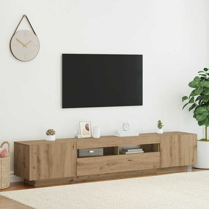 Meuble TV vidaXL avec lumières LED chêne artisan 200x35x40 cm