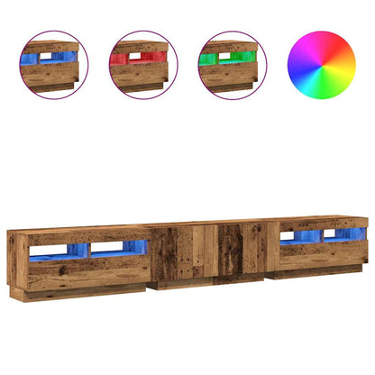 Meuble TV vidaXL avec lumières LED aspect bois de récupération 260x35x40 cm