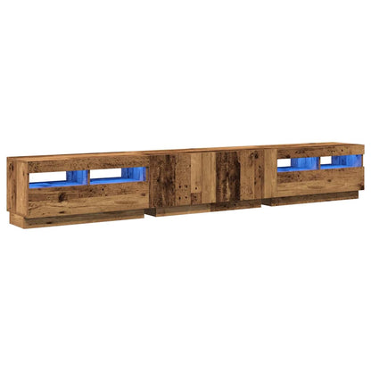 Meuble TV vidaXL avec lumières LED aspect bois de récupération 260x35x40 cm
