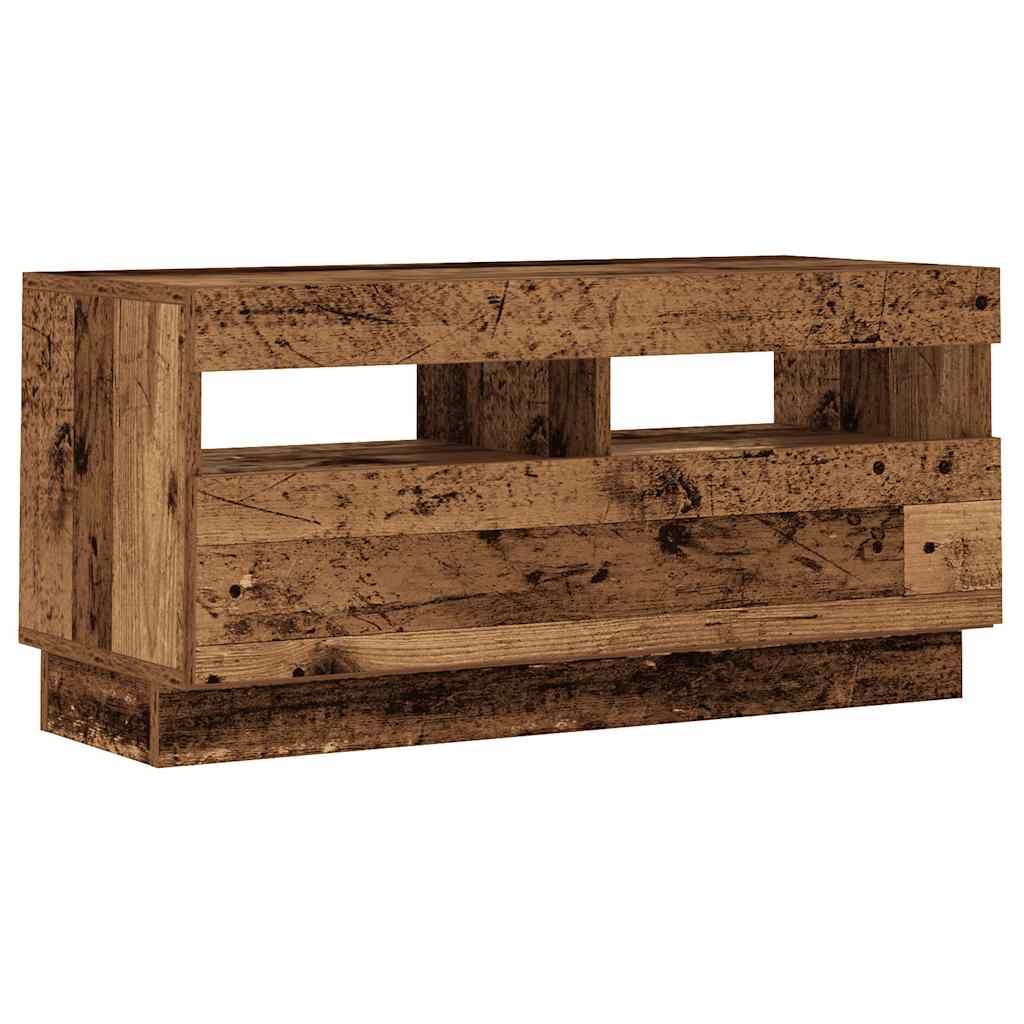 Meuble TV vidaXL avec lumières LED aspect bois de récupération 260x35x40 cm