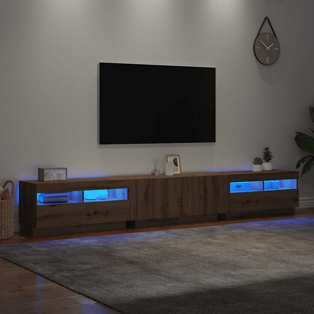 vidaXL TV-Schrank mit LED-Leuchten Artisan-Eiche 260x35x40 cm